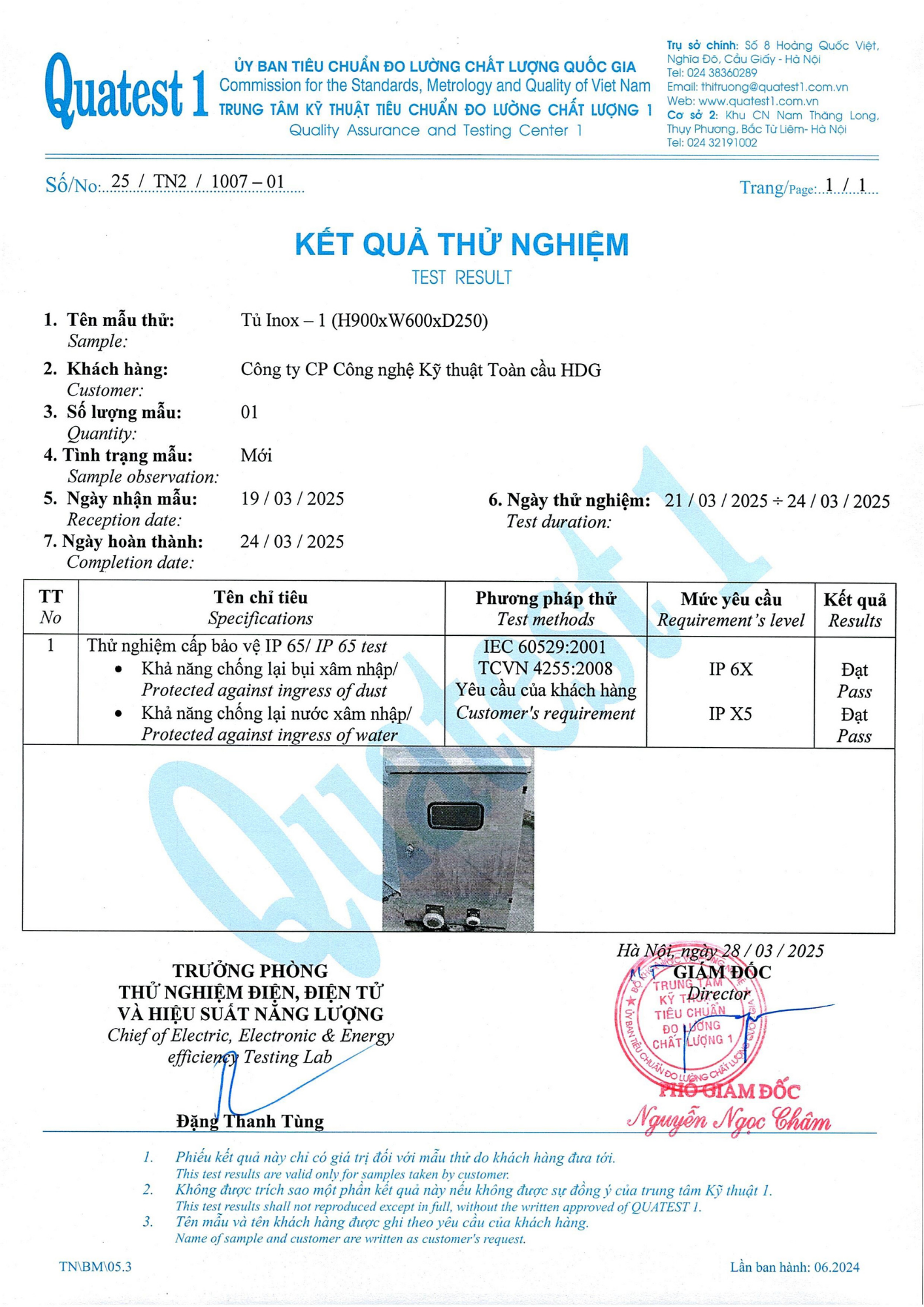  Thí nghiệm IP65  - Tủ ổ cắm+hộp box